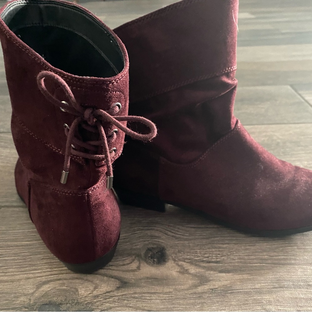 Indigo Burgundy Lace Up Boots
